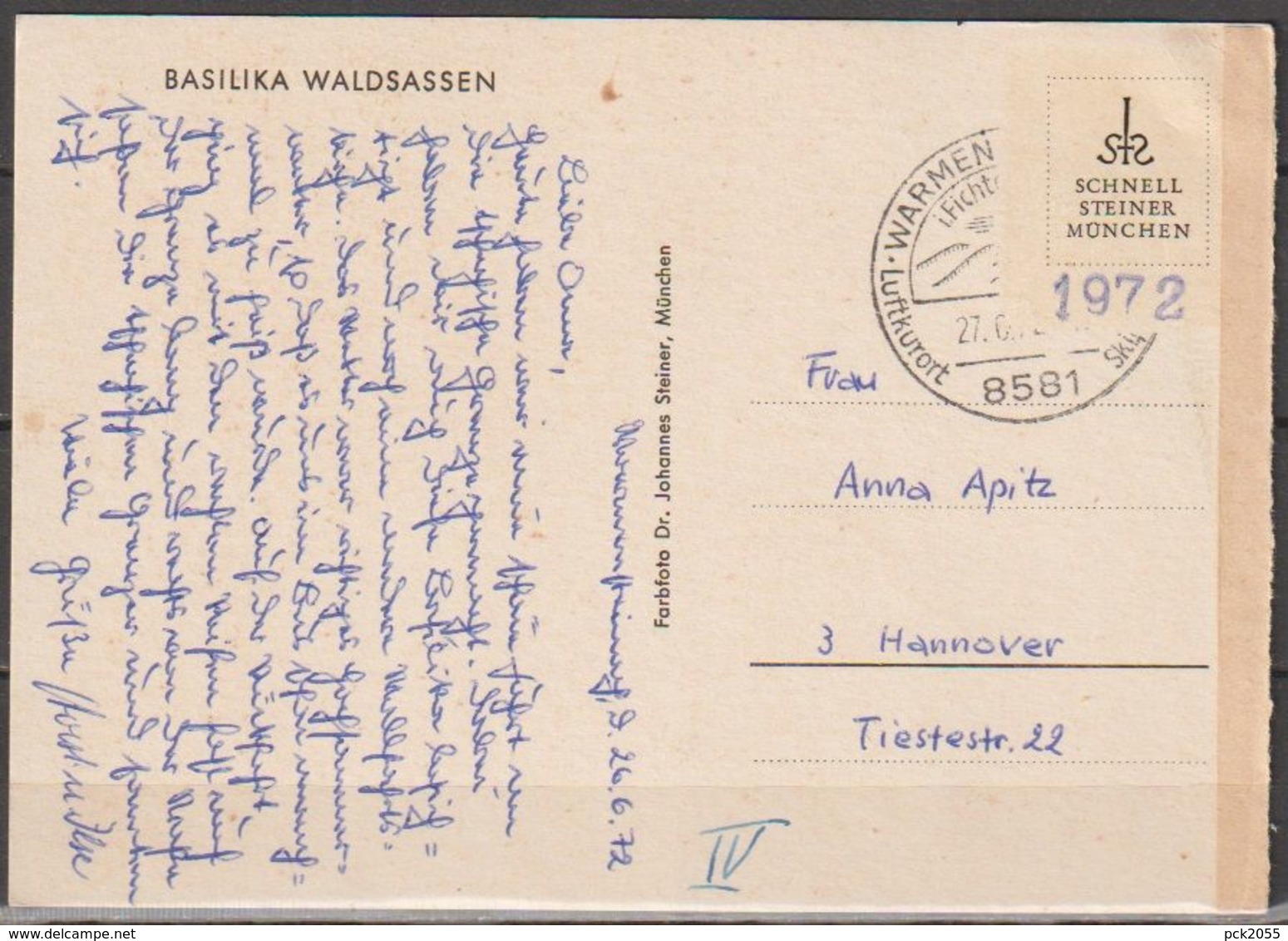 Waldsassen Basilika  Gelaufen 1972 ( AK 1344 ) - Waldsassen