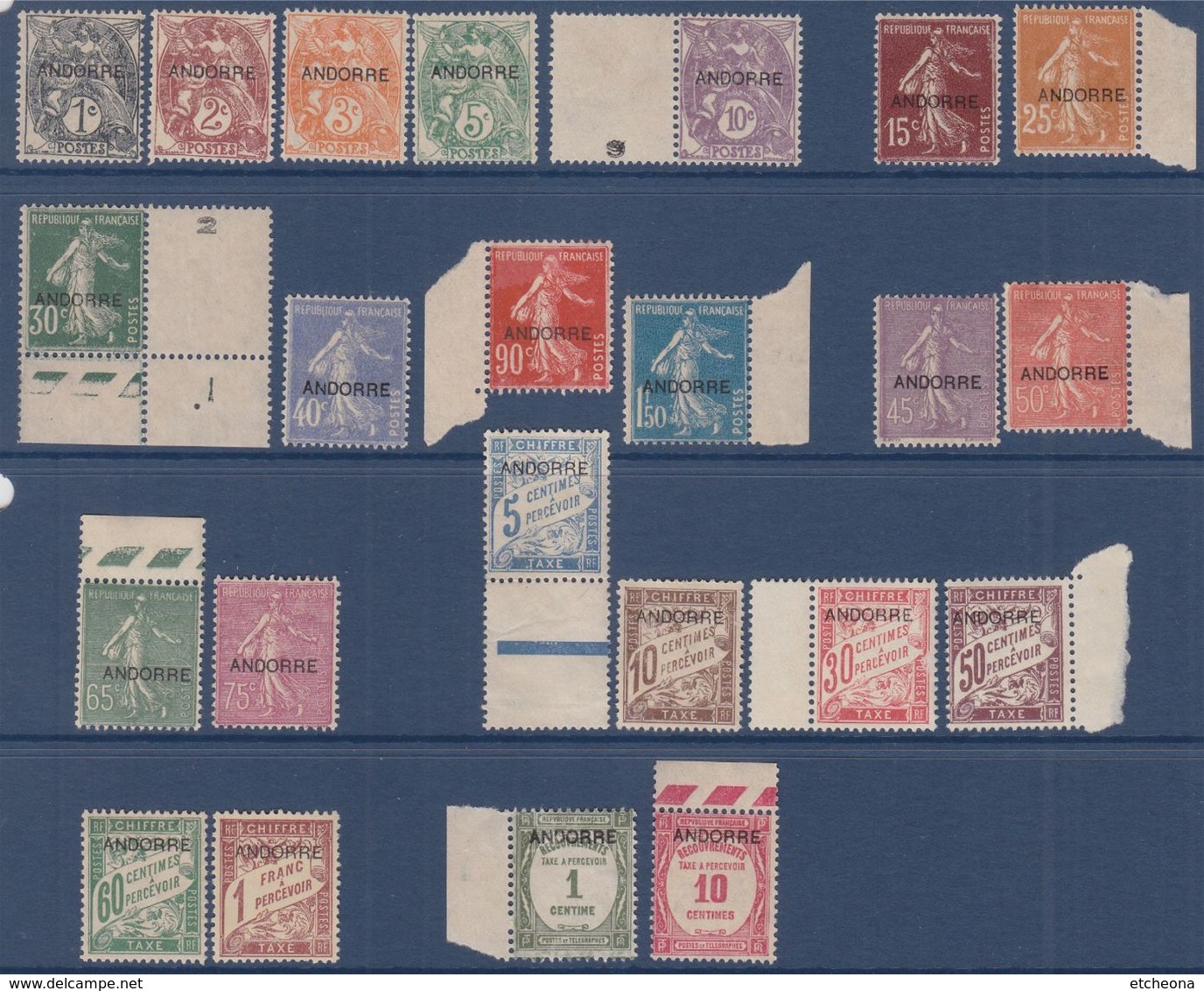 Andorre France 22 Timbres Neufs Sans Gomme +1 Avec Gomme N°16 Semeuse Lignée 65c - Other & Unclassified