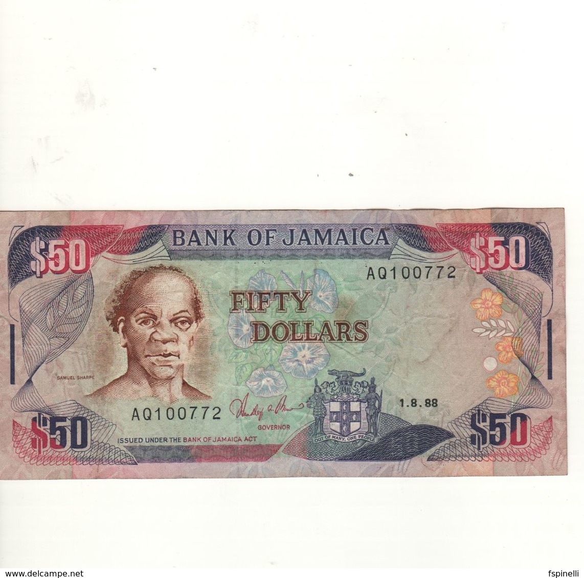 JAMAICA  50 Dollars  P73a   Dated 1.8.1988 - Jamaique