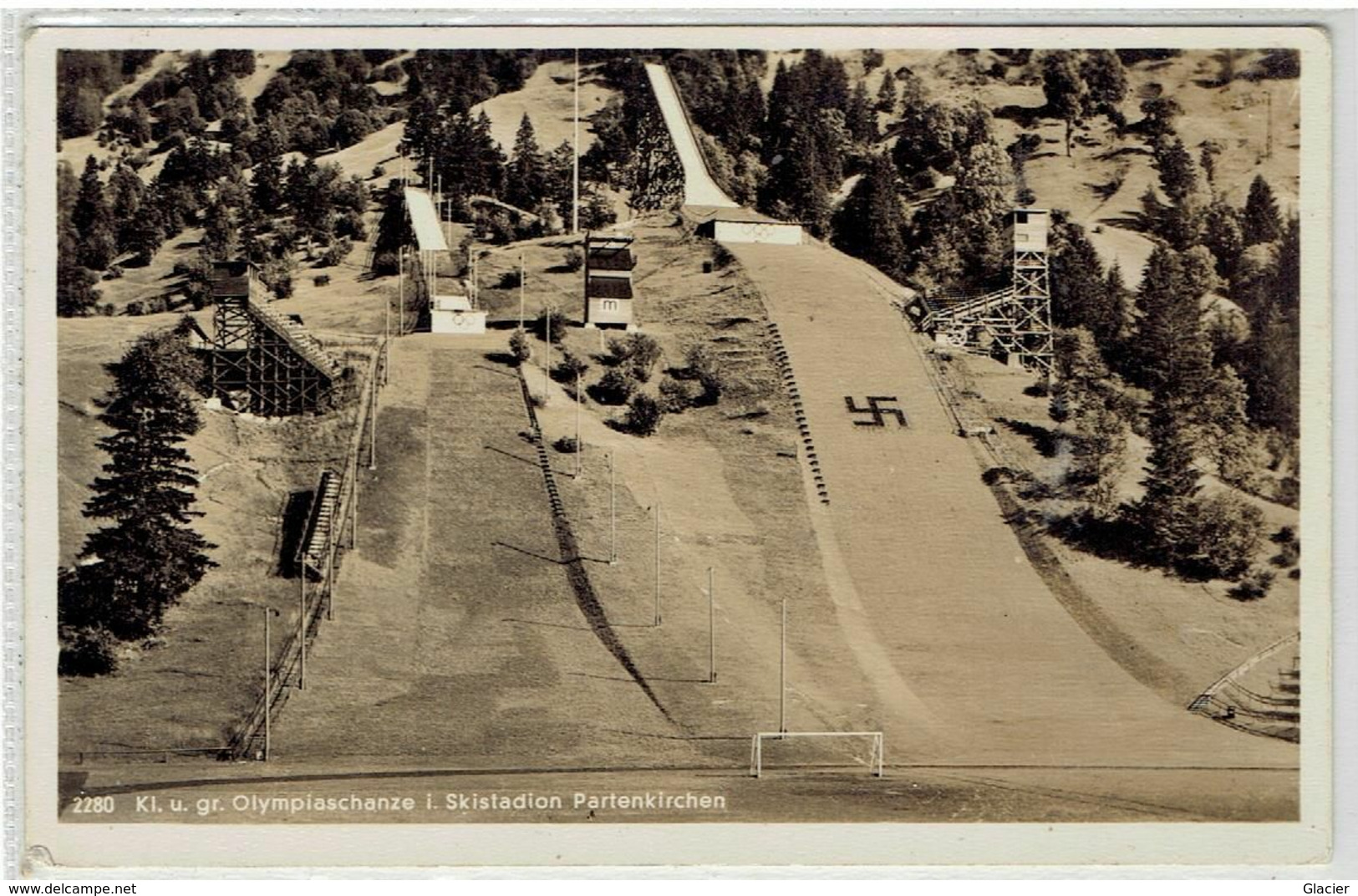 Kl. U. Gr. Olympiaschanze I. Skistatdion  Partenkirchen - Swastika - 1936 - Garmisch-Partenkirchen