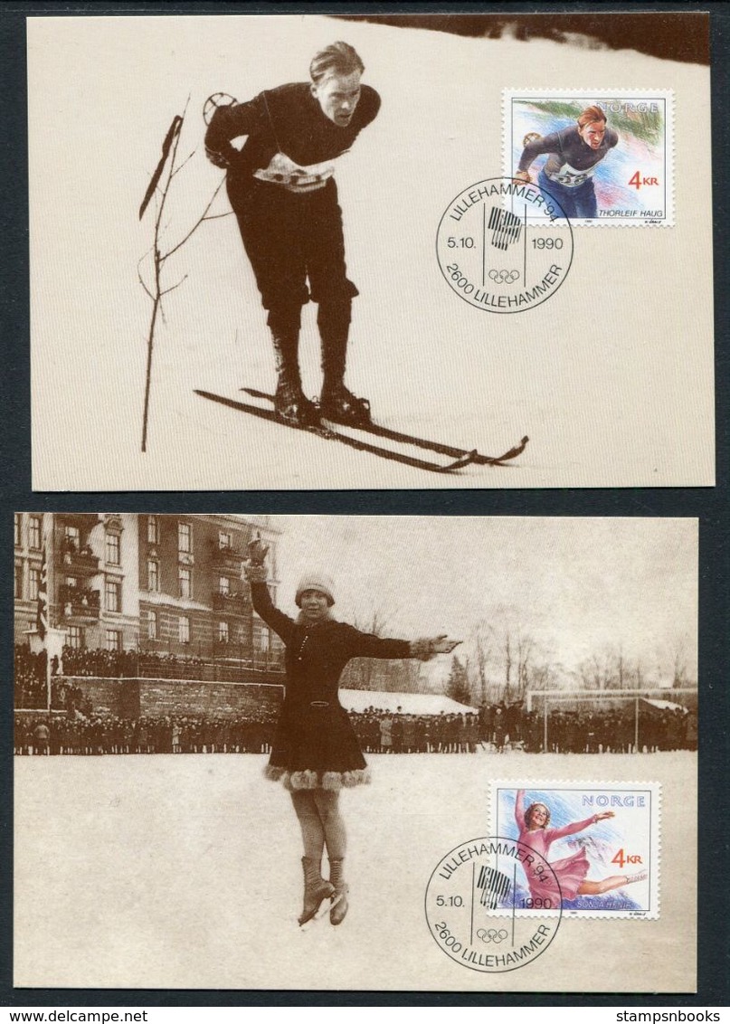 1990 Norway Winter Olympics Lillehammer X 4 Maximum Cards. Skiing, Skating, Alpine Sports - Cartoline Maximum