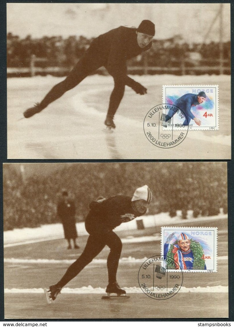 1990 Norway Winter Olympics Lillehammer X 4 Maximum Cards. Skiing, Skating, Alpine Sports - Maximumkarten (MC)