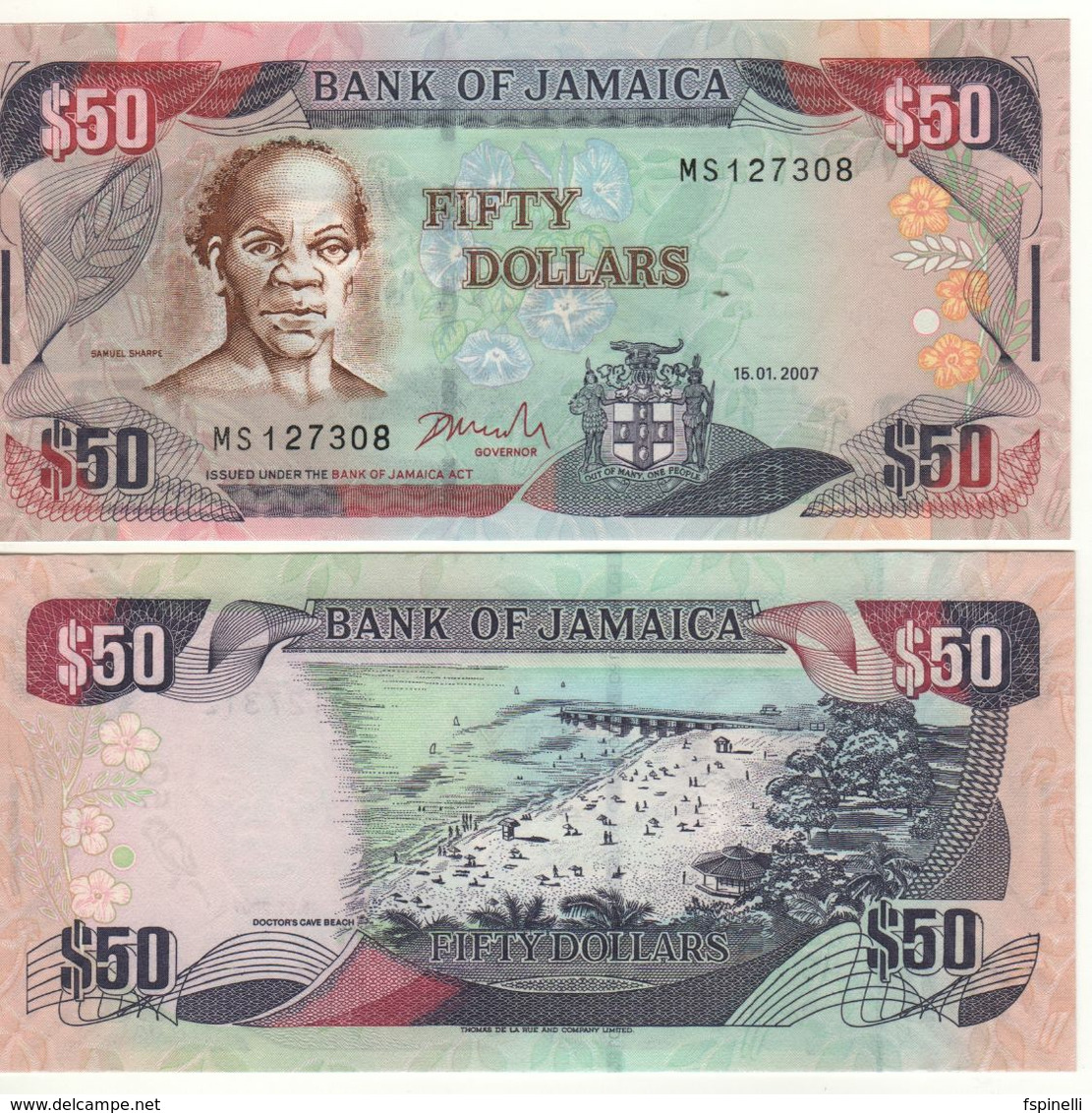 JAMAICA  50 Dollars  P83b   Dated 15.1.2007 - Jamaica