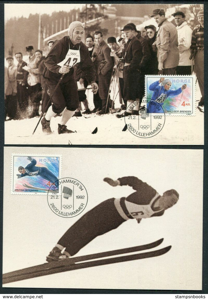 1992 Norway Winter Olympics Lillehammer X 4 Maximum Cards. Skiing, Ski Jump, Alpine Sports - Cartoline Maximum