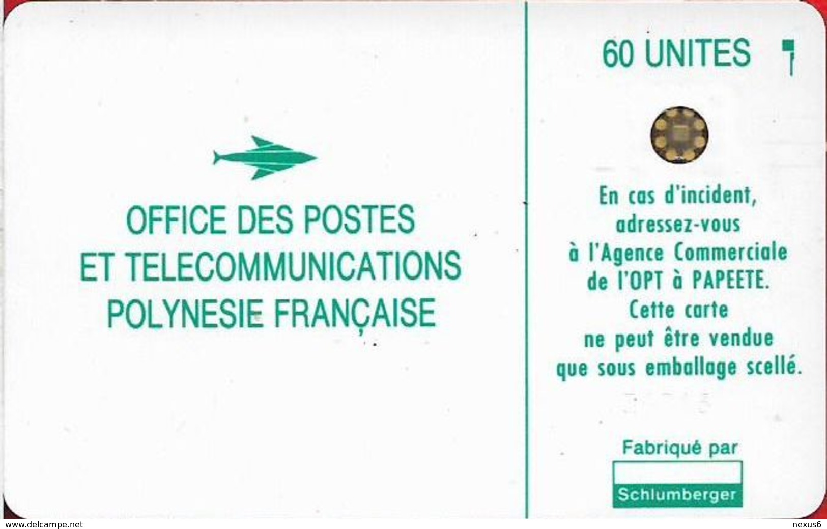 French Polynesia - OPT - Vahiné Green - SC4 SB, Cn. 36216 Big Laser 9mm , 60Units, 90.000ex, Used - Polynésie Française