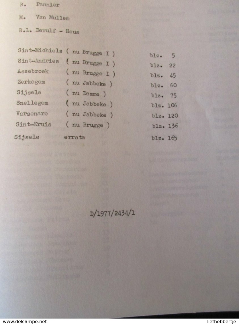 Volkstelling 1814 : Sint-Michiels Varsenare Sijsele Snellegem Sint-Kruis Zerkegem Sint-Andries  - Genealogie - Geschiedenis