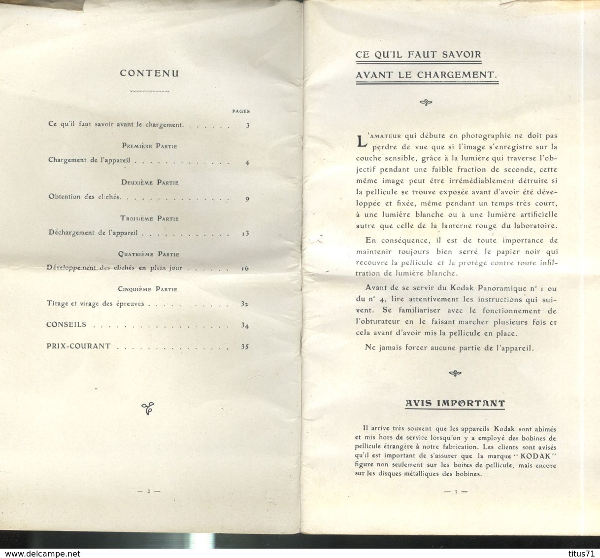 Appareil Photo Kodak Panoram 4 D avec sacoche d'origine et notice - 1910 - Envoi en France seulement en valeur déclarée