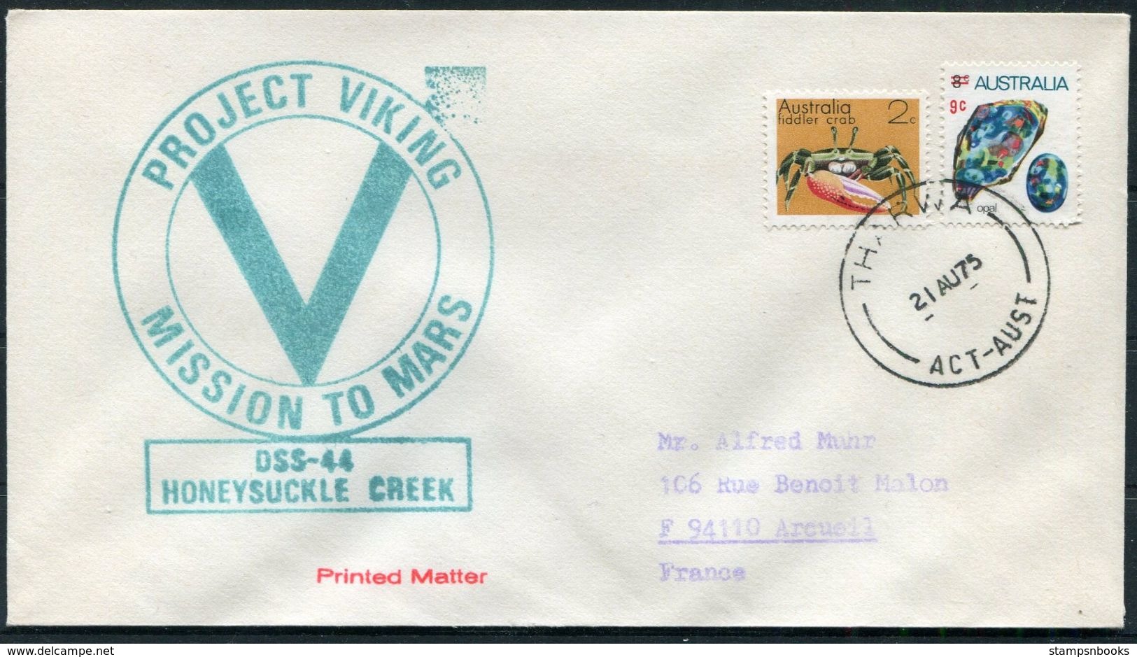 1975 Australia Project VIKING Mars Space Rocket Cover. Honeysuckle Creek, Tharwa ACT - Oceania