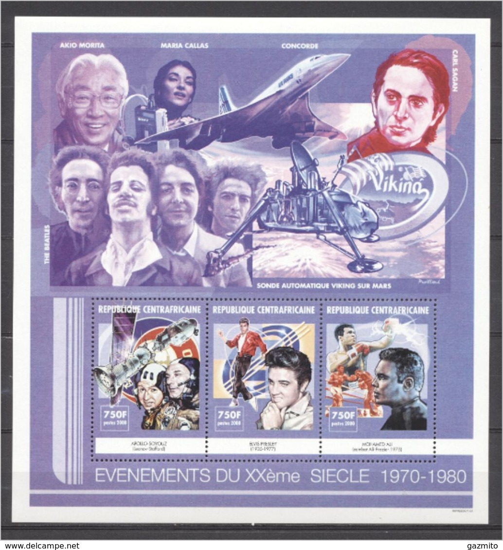 Centrafrica 2000, 20th Century, Callas, Concorde, Elvis, Boxing, Space, Beatles, 3val In BF - Cantanti