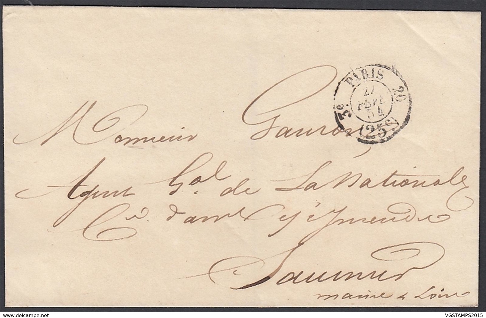 France 1854 - Précurseur De Paris à Destination Saumur.   La Poste à Paris".   (VG) DC-7845 - Autres & Non Classés