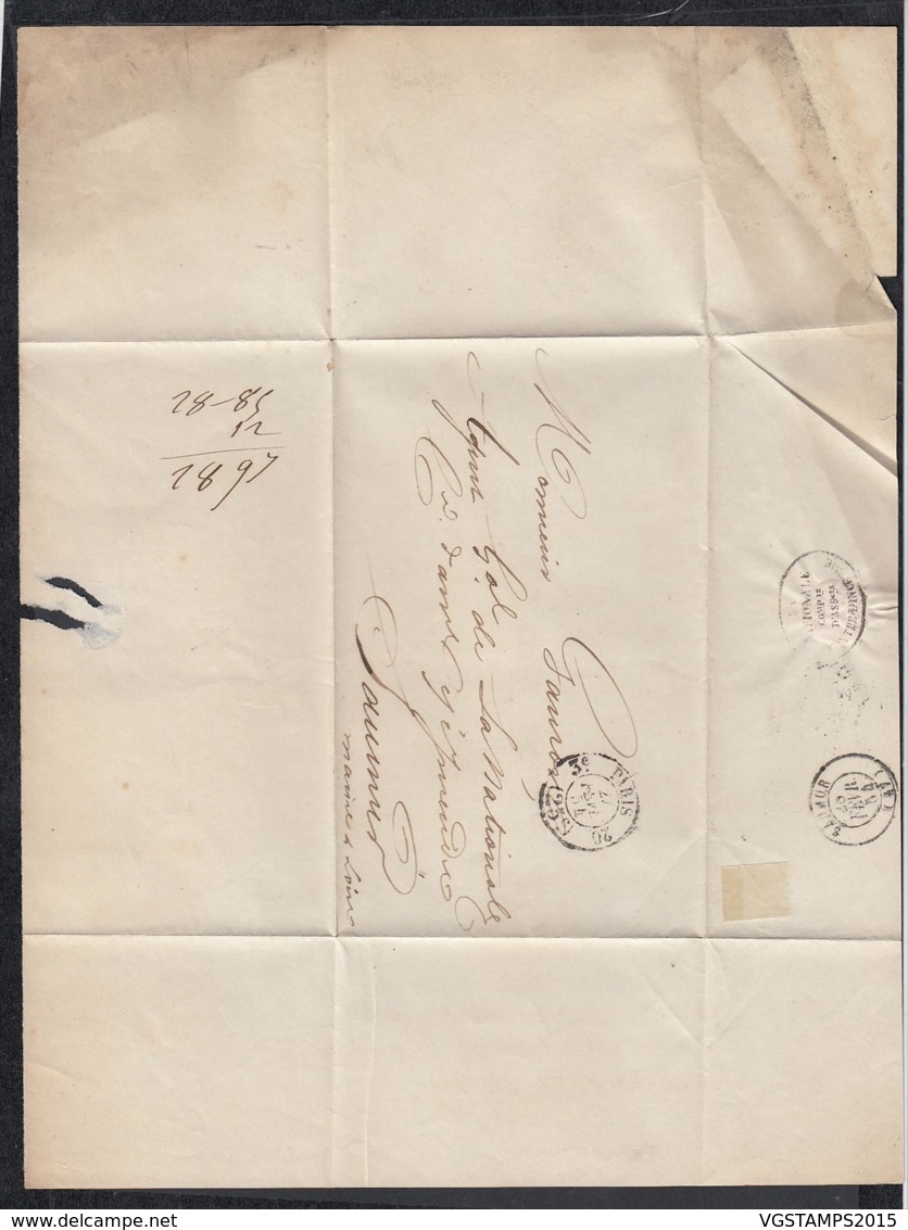 France 1854 - Précurseur De Paris à Destination Saumur.   La Poste à Paris".   (VG) DC-7845 - Autres & Non Classés