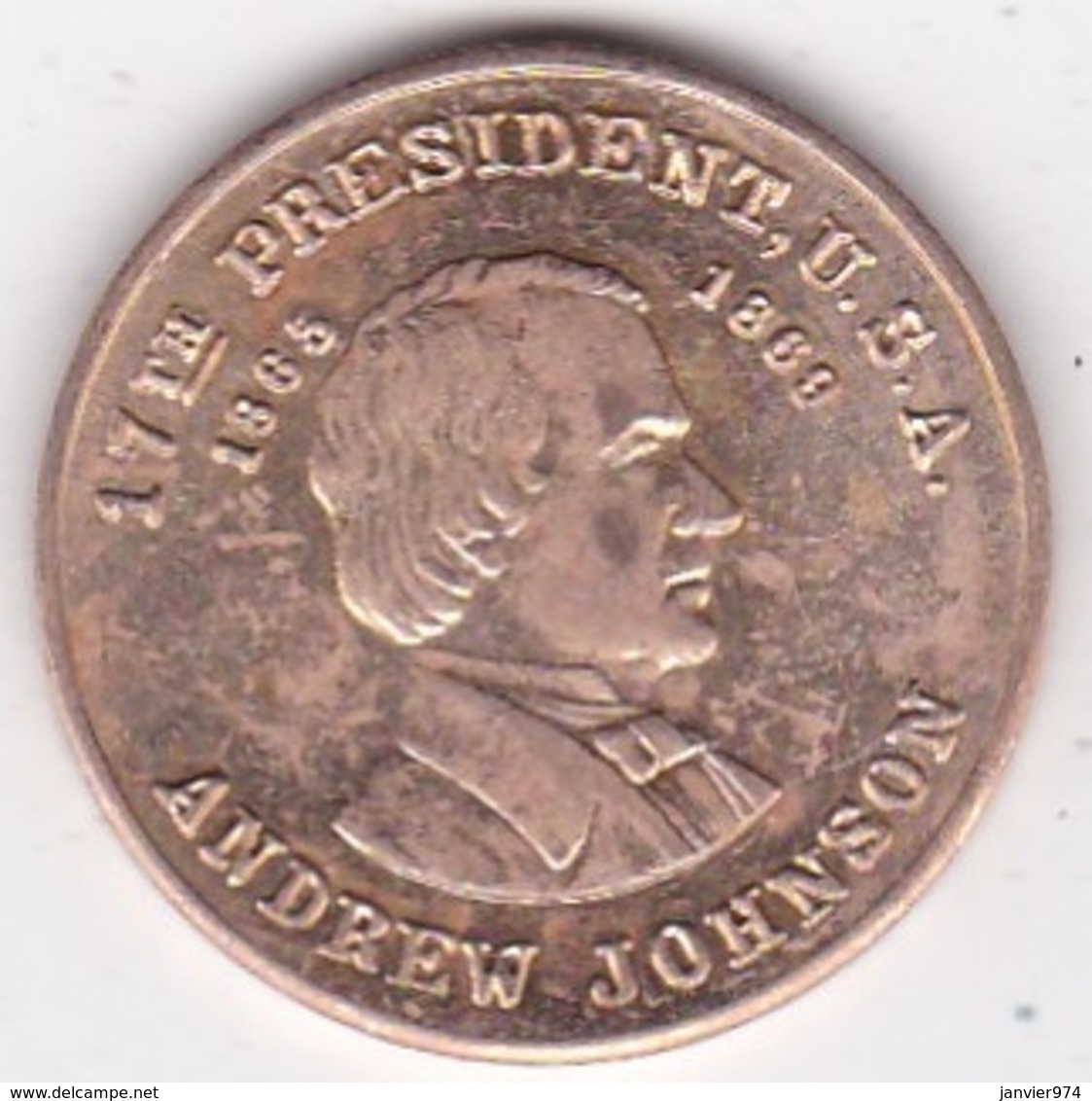 Jeton / Token . Andrew Johnson 7th US President (1865 - 1869) - Other & Unclassified