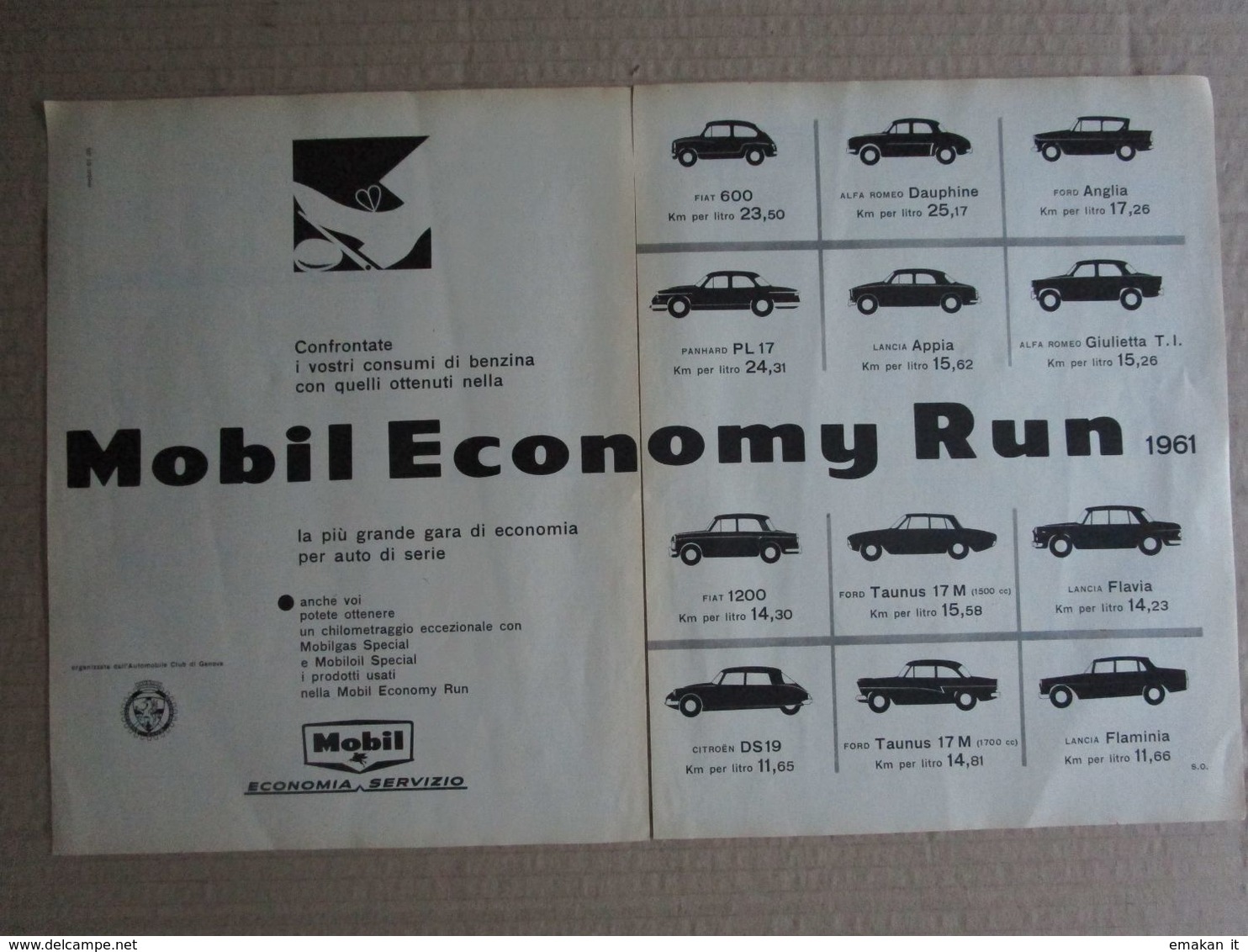 - ADVERTISING PUBBLICITA' MOBIL ECONOMY RUN  - 1961 - Reclame