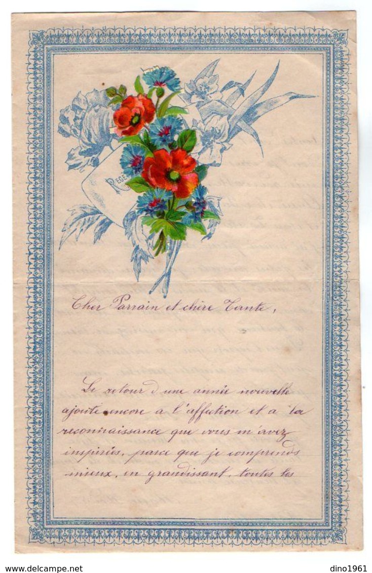 VP17.248 - 1891 - Lettre Illustrée Double Page & Découpi Fleurs - Melle Marie HODEE à PELLOUAILLES - Fiori