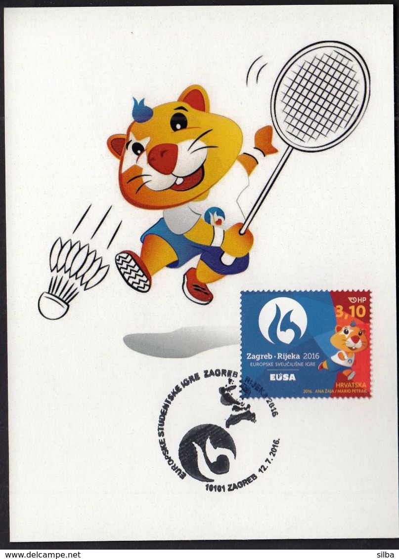 Croatia Zagreb 2016 / Badminton / European Universities Games / Mascot HRKI / MC / Sport - Badminton