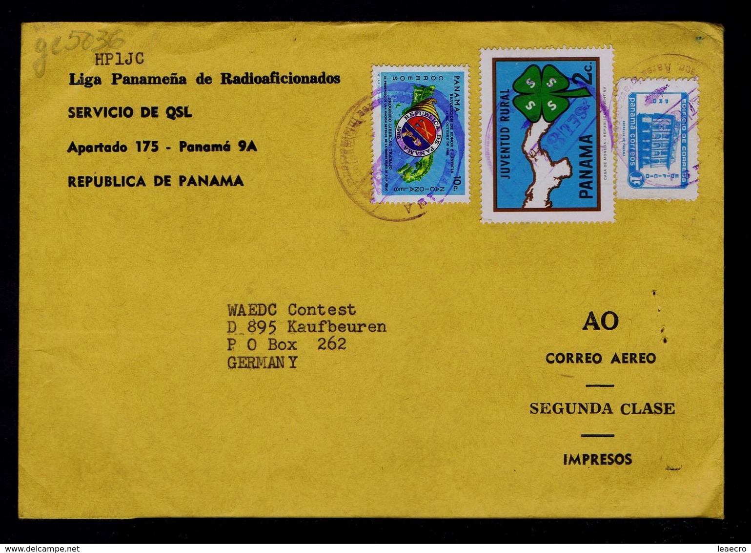 PANAMA Post Office Mail Poste Courrier  4S Rural Youngest Agricole  Gc5036 - Agriculture