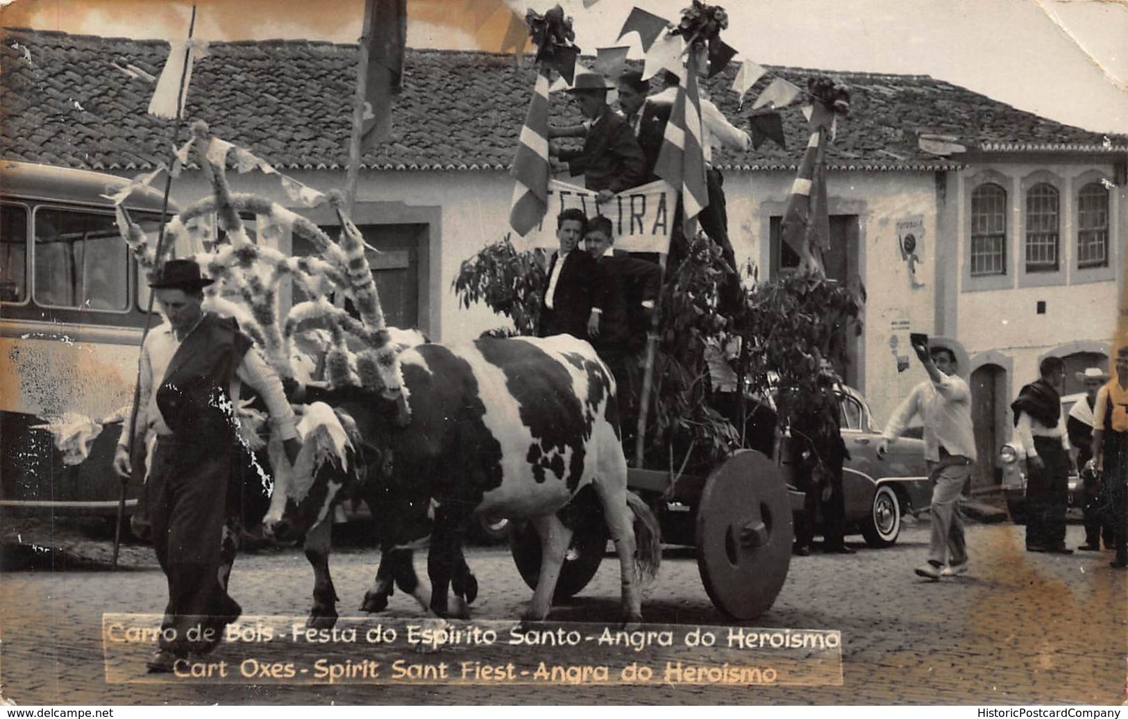 ANGRA Do HEROISMO PORTUGAL-CARRO De BOIS-FESTO Do ESPIRITO SANTO-OXES CART PHOTO POSTCARD 48041 - Açores