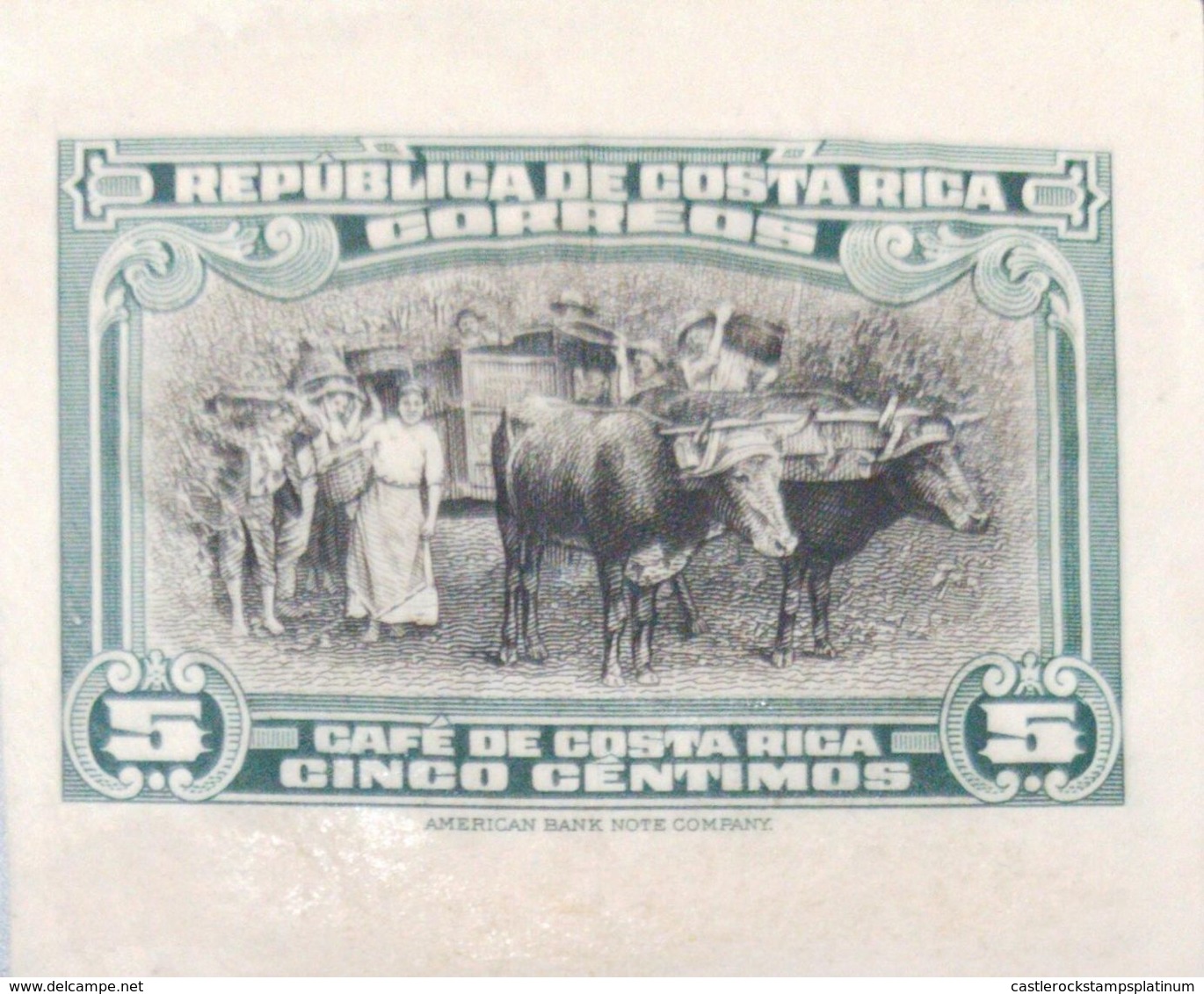 O) 1945 COSTA RICA, DIE PROOF, COFFEE HARVESTING, BUOYING, OXES, XF - Costa Rica