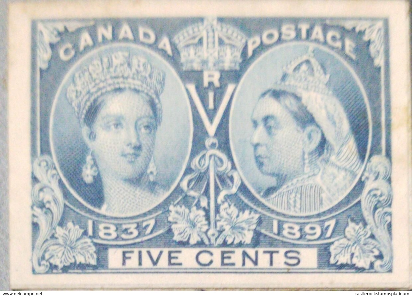 O) 1897 CANADA, DIE PROOF, QUEEN VICTORIA 1837 AND QUEEN VICTORIA 1897 SC 54 5c, XF - Essais & Réimpressions