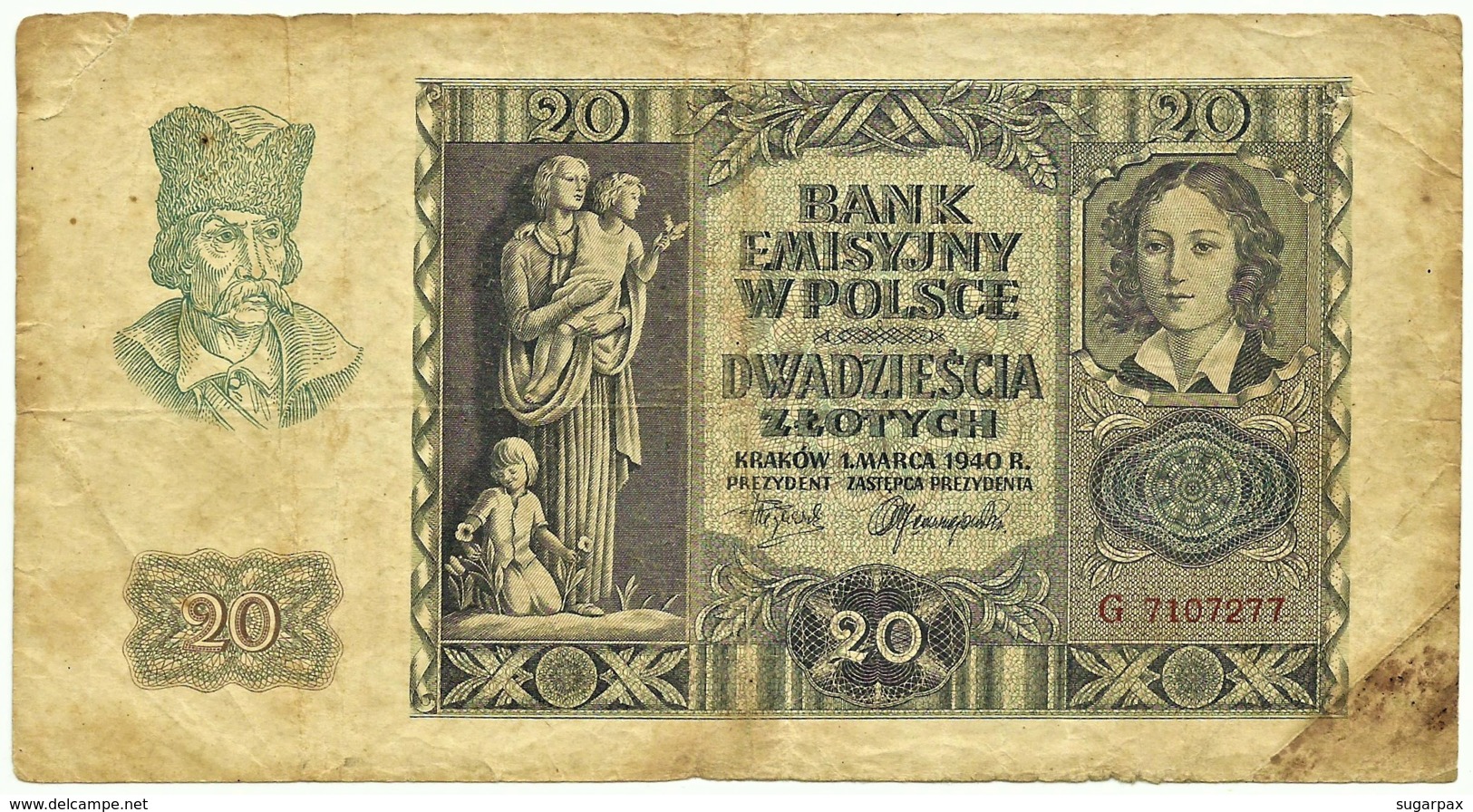 Poland - 20 Zlotych - 01.03.1940 - Pick: 95 - Serie: G - Polonia