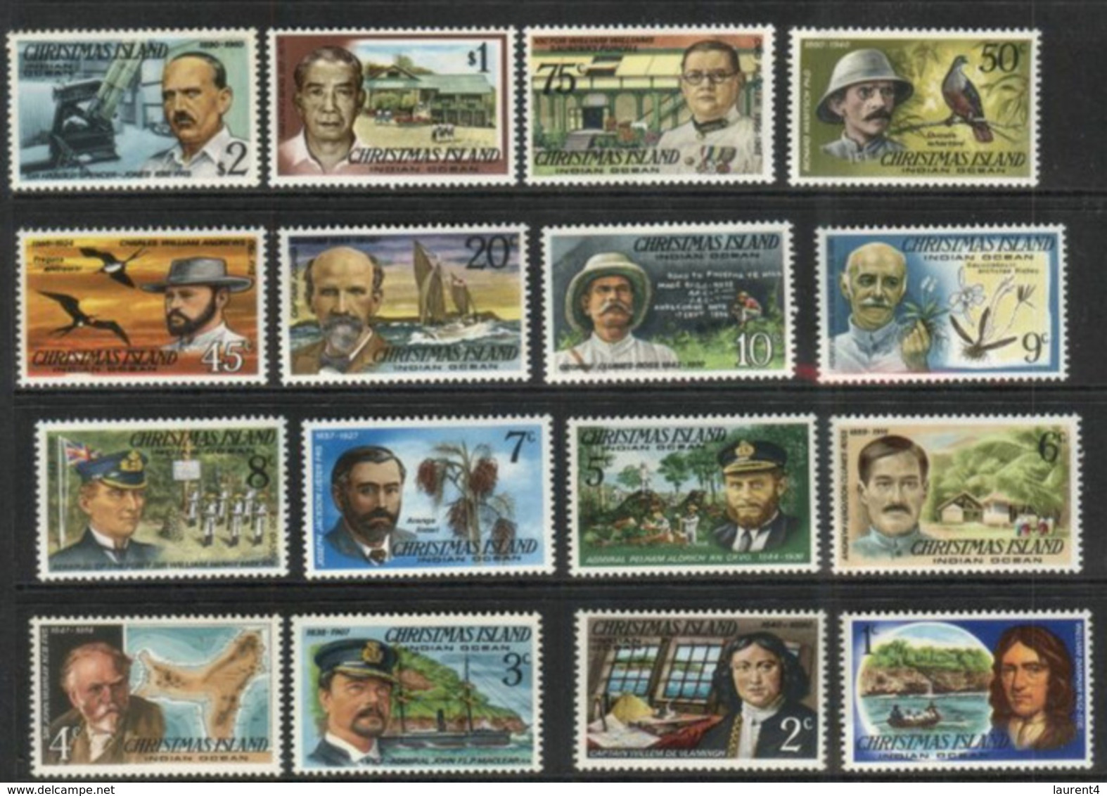 (stamps 5/8/2020) Christmas Islands (16 Mint Stamps) Explorers - Christmas Island