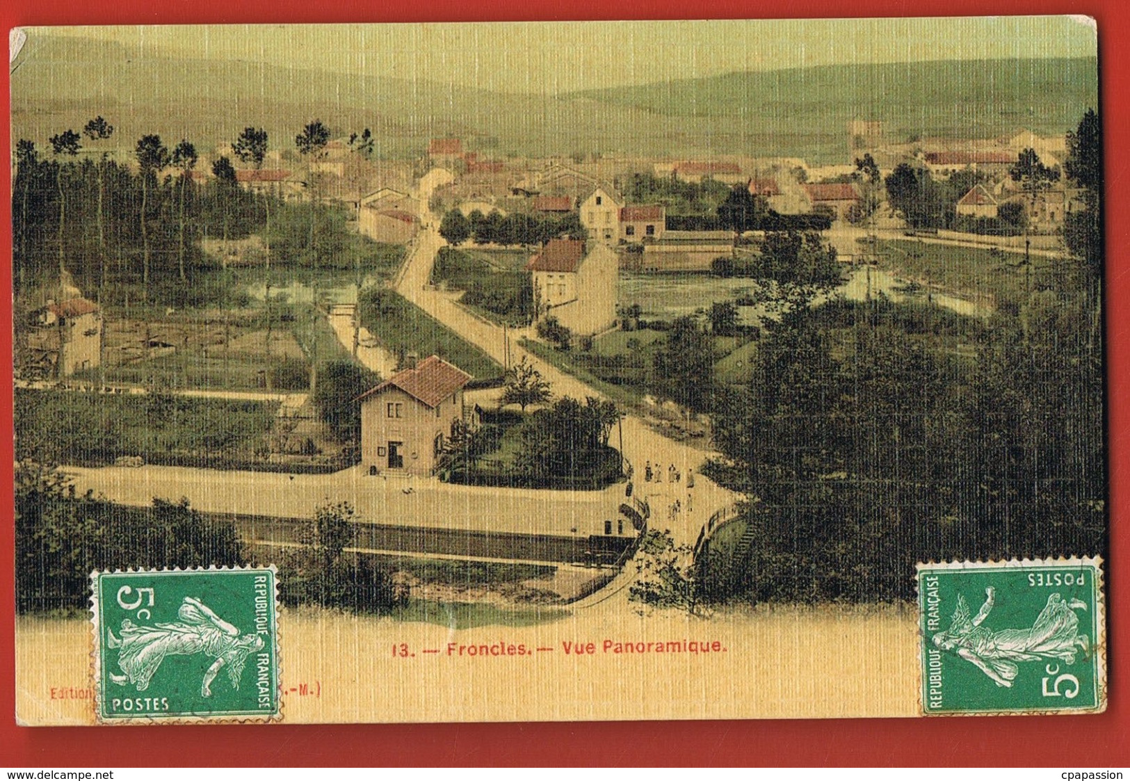 52- FRONCLES  - Vue Panoramique -   Circulée  1908 Vers ANGLETERRE - Façon Tissée - Scans Recto Verso - Autres & Non Classés