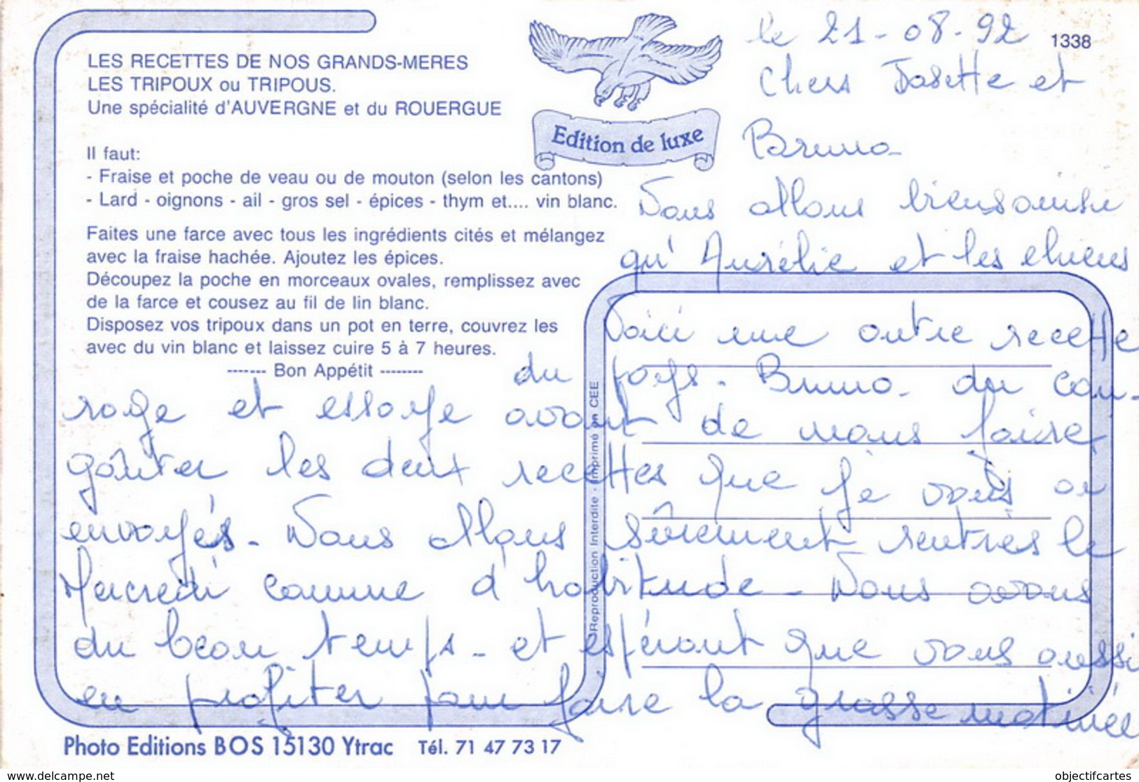 Les Recettes De Nos Grands Meres TRIPOUX Une Specialite D Auvergne Et Du Rouergue 2(scan Recto-verso) MA1084 - Recipes (cooking)