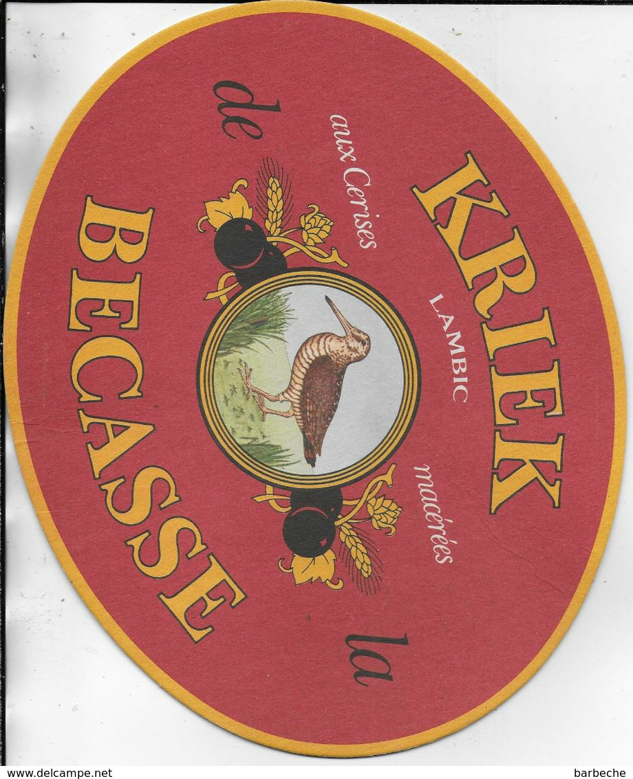 PUBLICITE OVALE  CARTONNEE  KRIEK Lambic Aux Cerises Macérées De La BECASSE - Publicités