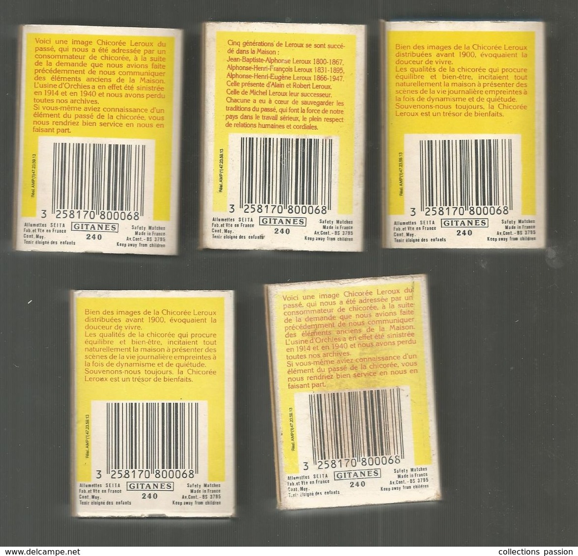 Boite D'allumettes Dite Familiale , 80 X 60 X 30 Mm, Imagerie Et Collection LEROUX , LOT DE 5 BOITES  Frais Fr 7.95 E - Zündholzschachteln