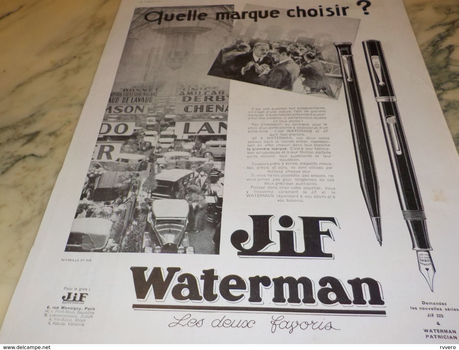 ANCIENNE PUBLICITE QUELLE MARQUE CHOISIR  WATERMAN 1930 - Other & Unclassified