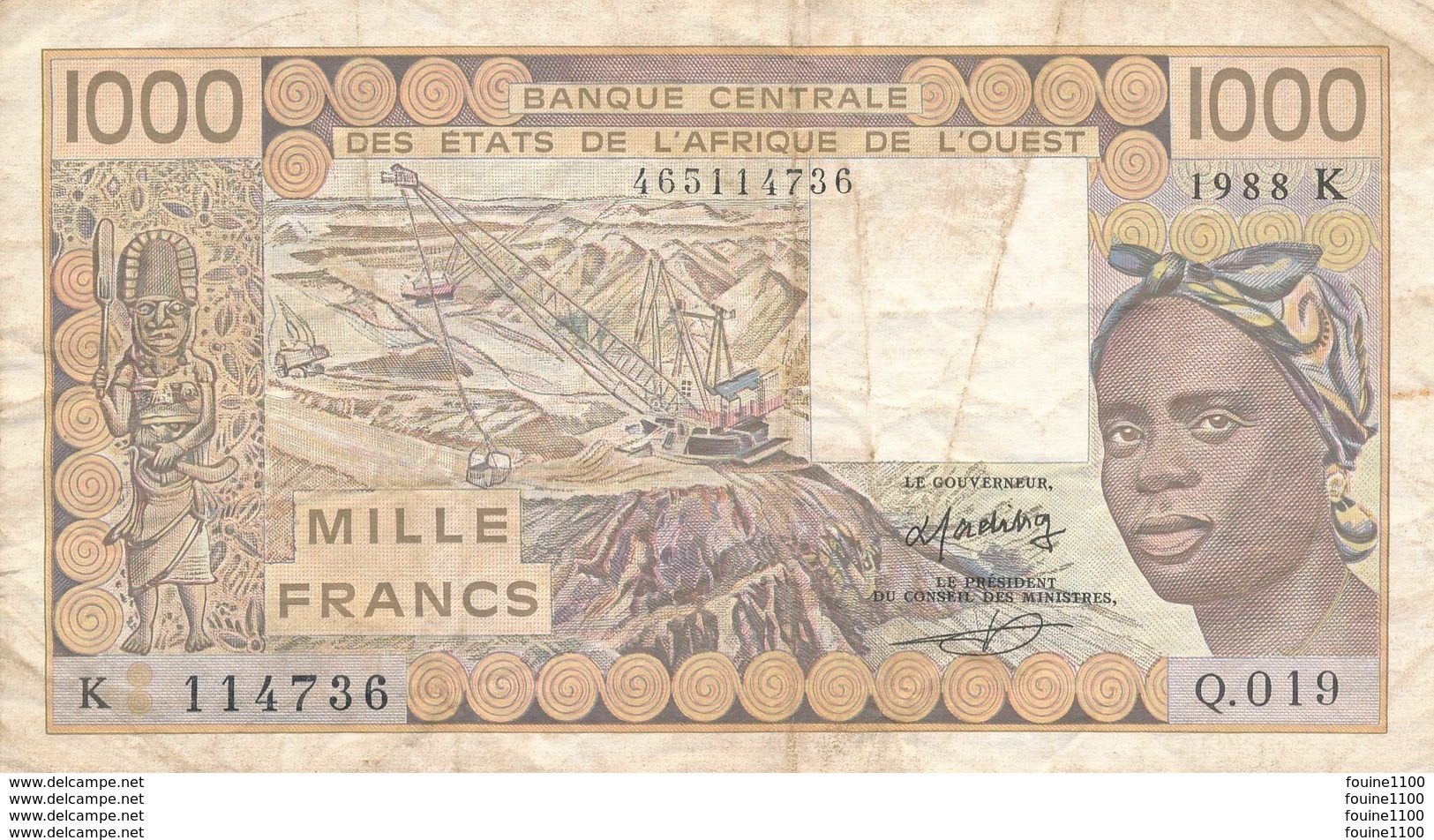 Billet De Banque Afrique De L' Ouest 1000 Francs - Stati Dell'Africa Occidentale