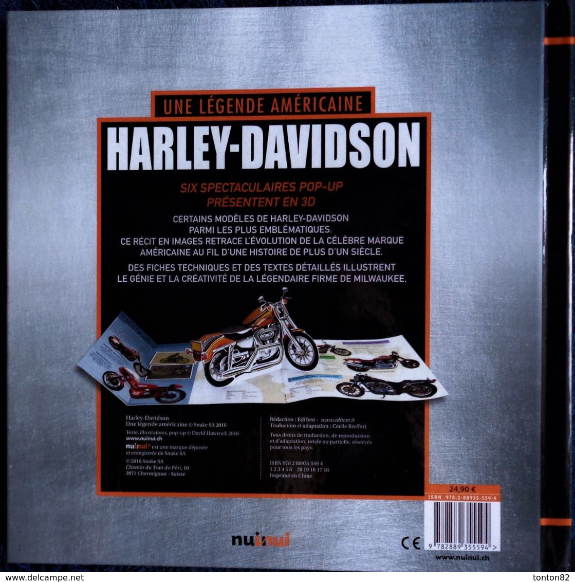 David Hawcock - Une Légende Américaine : HARLEY-DAVIDSON - Pop-Up ( Motos En Relief ) - Éditions Nuinui - ( 2016 ) . - Moto