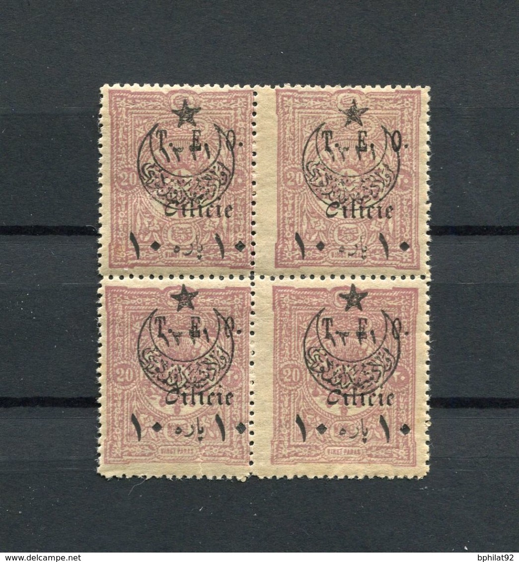 !!!  CILICIE, BLOC DE 4 DU N°65 NEUF ** SURCHARGE RECTO VERSO - Unused Stamps
