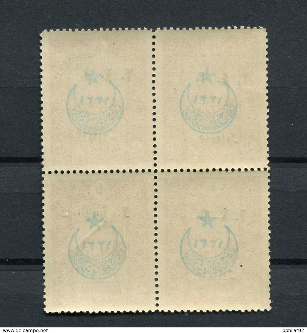 !!!  CILICIE, BLOC DE 4 DU N°63 NEUF ** SURCHARGE BLEUE RECTO VERSO - Unused Stamps