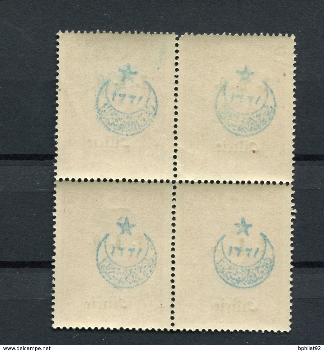 !!!  CILICIE, BLOC DE 4 DU N°63 NEUF ** SURCHARGE RECTO VERSO - Unused Stamps