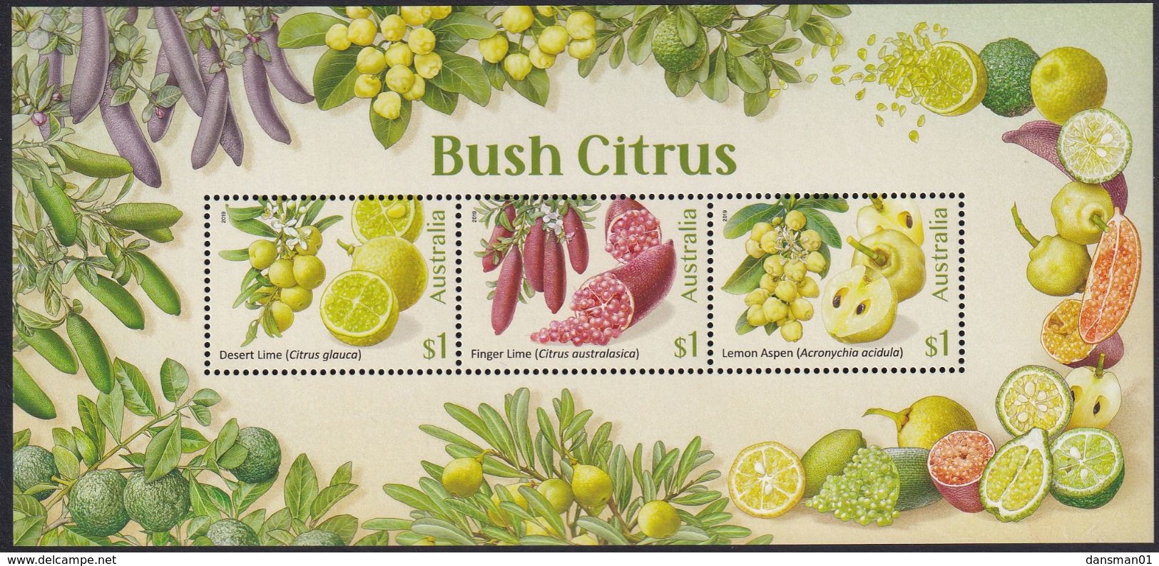 Australia 2019 Bush Citrus Mint Never Hinged Sheet - Mint Stamps