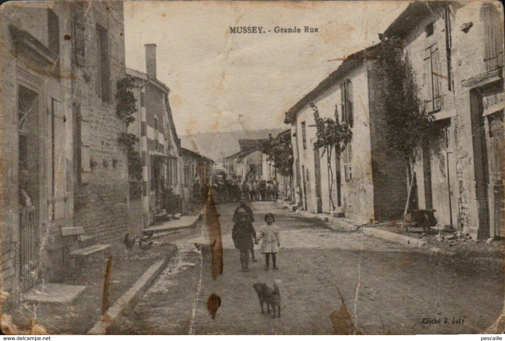 52 HAUTE MARNE - CP ANIMEE MUSSEY ( SUR MARNE )- GRANDE RUE - CLICHE J. JOLY - ECRITE EN 1915 - Sonstige & Ohne Zuordnung