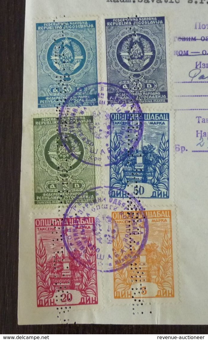 Yugoslavia 1959 Serbia Local SABAC Revenue Fiscal Stamps On Document BD187 - Covers & Documents