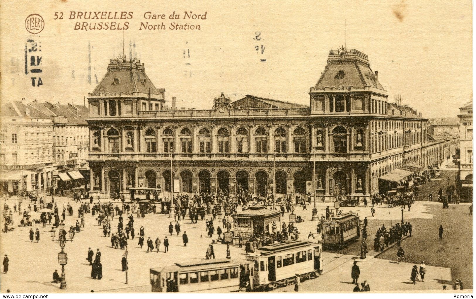 Belgique - Bruxelles - Gare Du Nord - Tramways - Albert Nº 52 - Ecrite, Timbrée - Transport Urbain En Surface