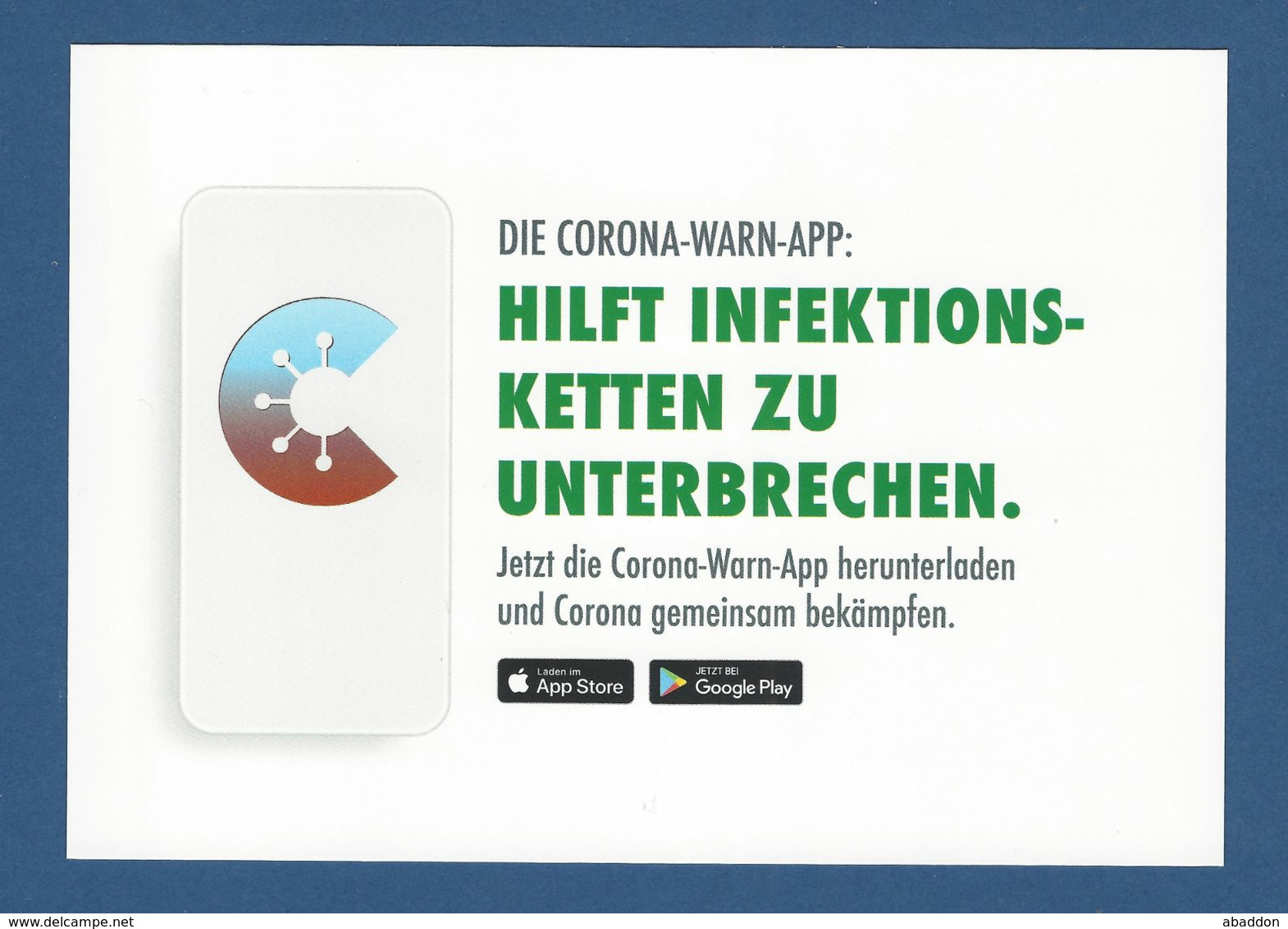 Xx11xx ★★ Werbepostkarte - DIE CORONA WARN APP - Hilft Infektionsketten Zu Unterbrechen.  2020 - Health