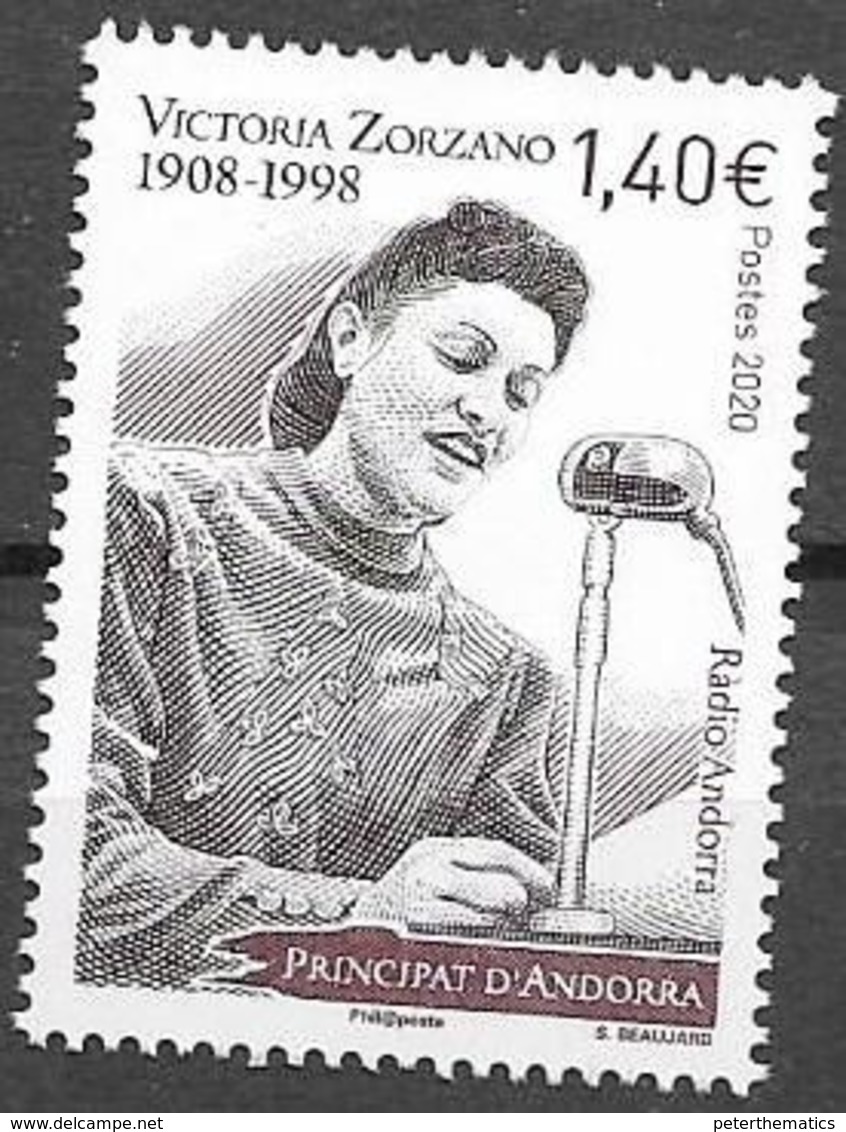 FRENCH ANDORRA, 2020, MNH, VICTORIA ZORZANO, FAMOUS WOMEN, RADIO, RADIO SPEAKER, 1v - Altri & Non Classificati