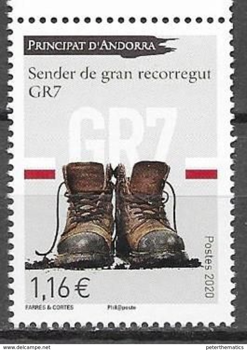 FRENCH ANDORRA, 2020, MNH, GR7, HIKING BOOTS,1v - Sin Clasificación