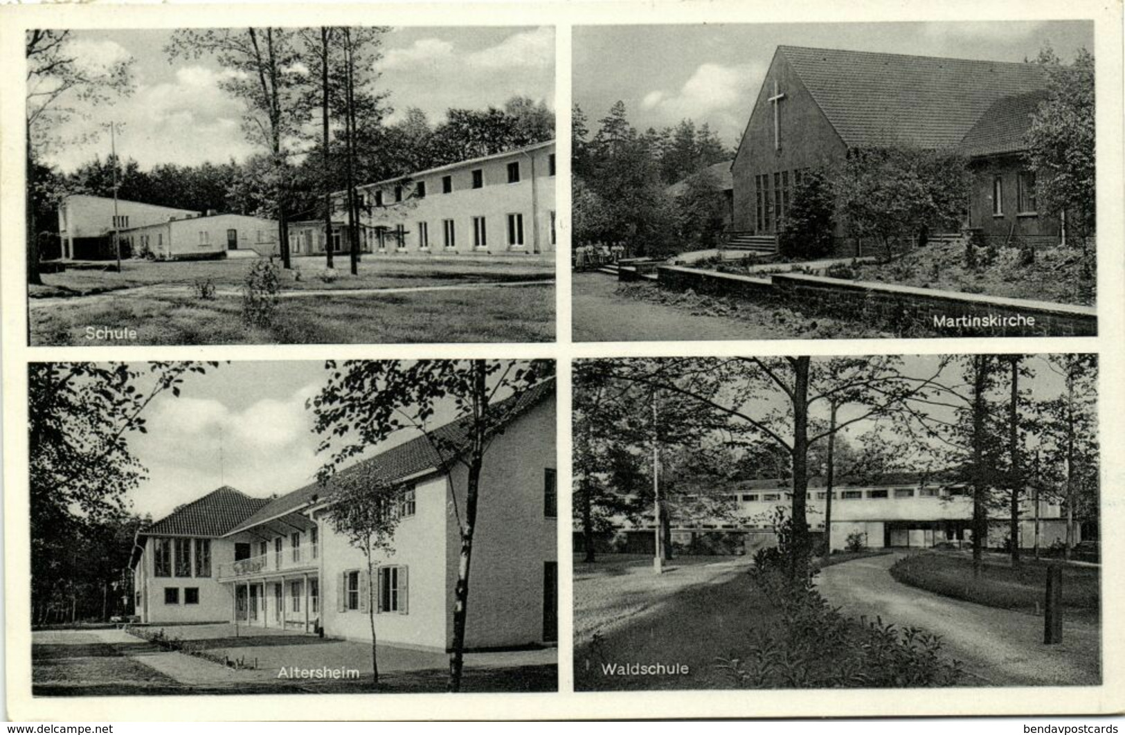 ESPELKAMP-Mittwald, Schule, Martinskirche, Altersheim, Waldschule (1958) AK - Espelkamp