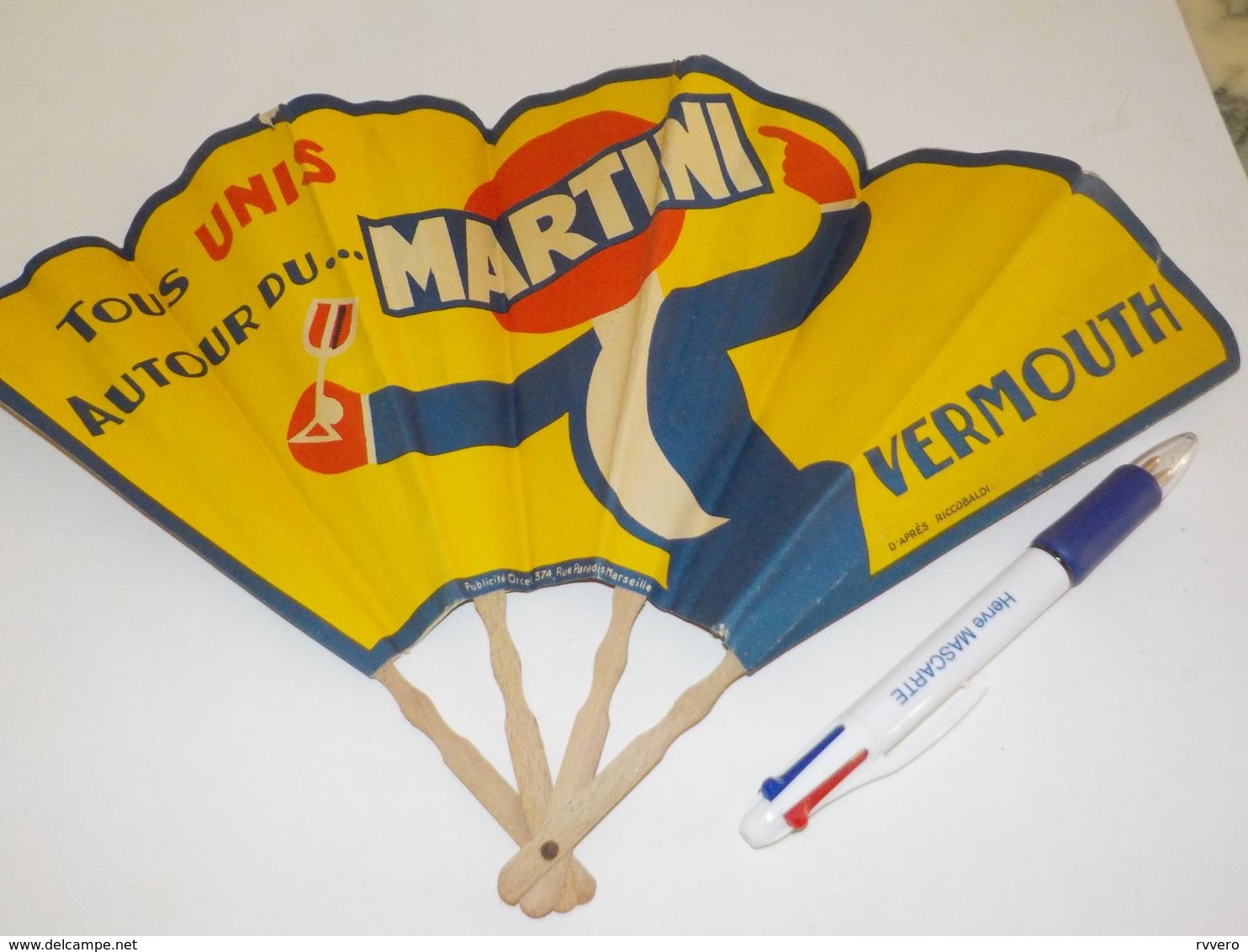 ANCIENNE PUBLICITE EVANTAIL VERMOUTH MARTINI - Fans