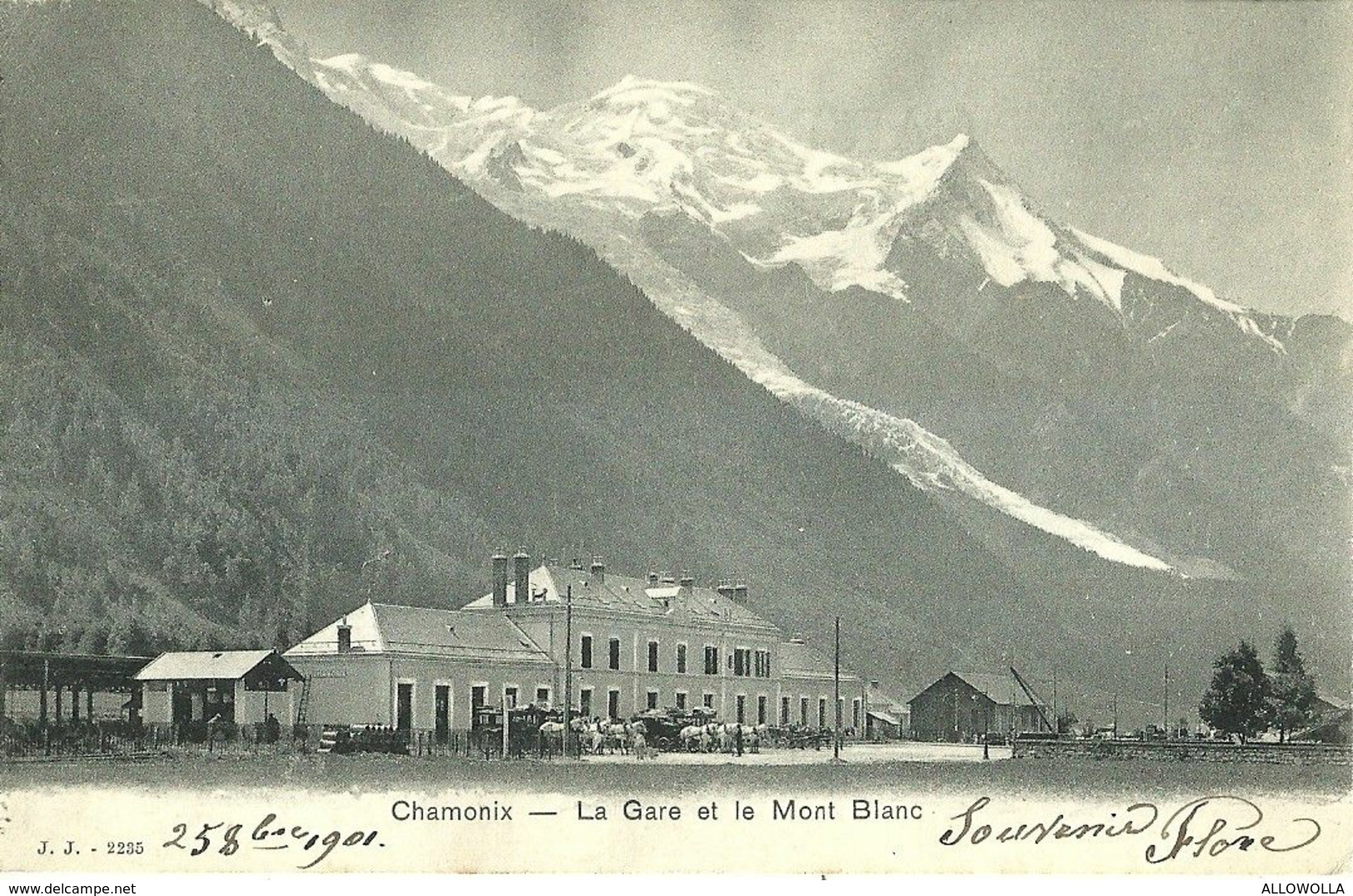 8819" CHAMONIX-LA GARE ET LE MONT BLANC"-STAZIONE -CARTOLINA POSTALE ORIGINALE SPEDITA 1901 - Chamonix-Mont-Blanc