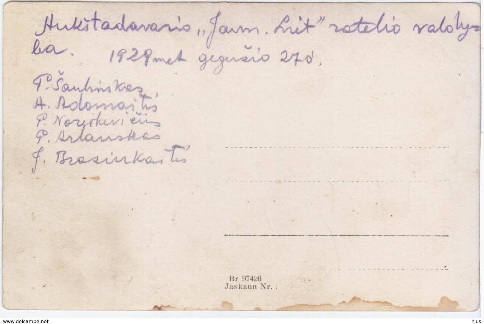 Lithuania Lietuva 1929 Aukstadvaris Trakai, Aukstadvario "Jaunosios Lietuvos"ratelio Valdyba - Lituanie