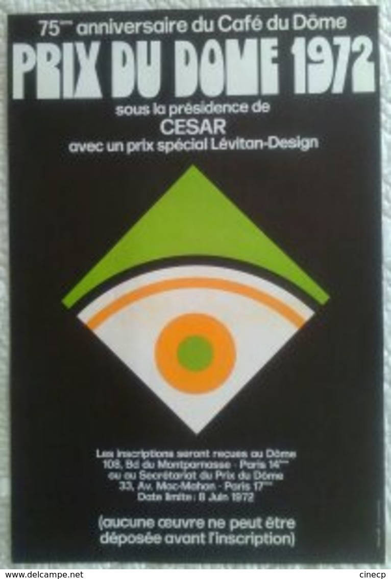 AFFICHE ANCIENNE ORIGINALE 75è Anniversaire Du Café Du Dôme Prix 1972 CESAR LEVITAN DESIGN Art Optique Style Vasarely - Manifesti