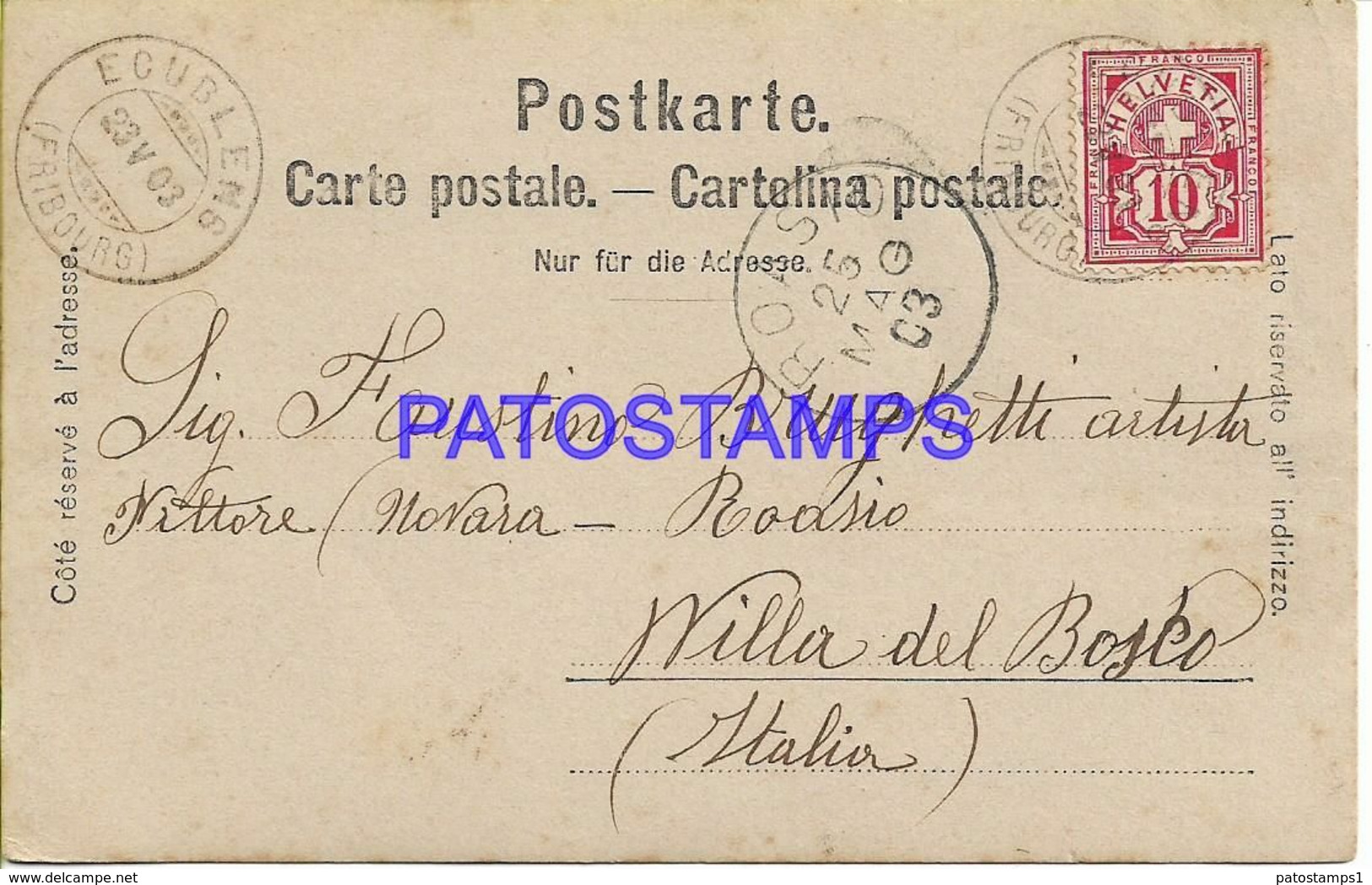 139568 SWITZERLAND ECUBLENS MULTI VIEW YEAR 1903 CIRCULATED TO ITALY POSTAL POSTCARD - Écublens