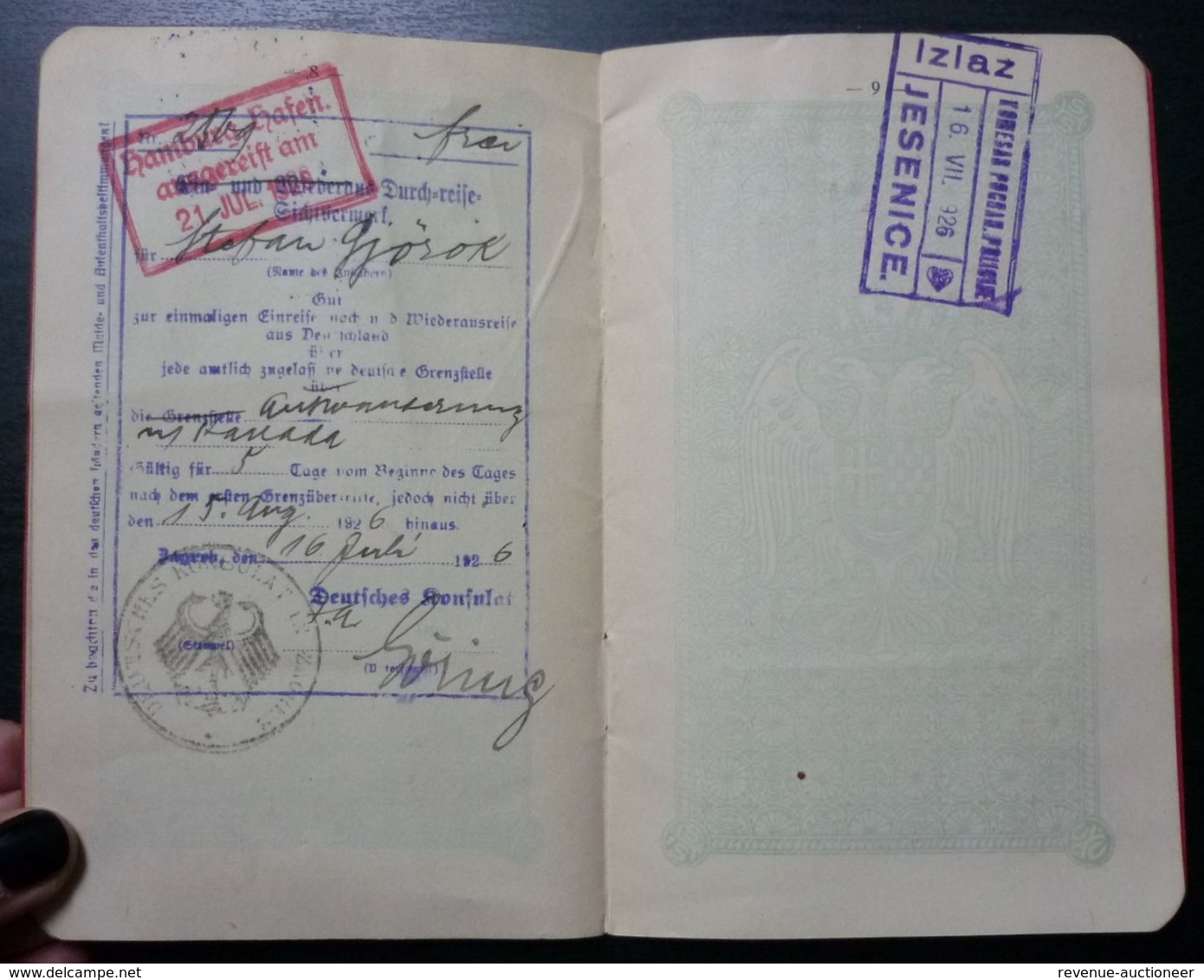 Yugoslavia c1926 Slovenia Croatia Vintage Expired Passport Revenue Stamps canada germany BP1