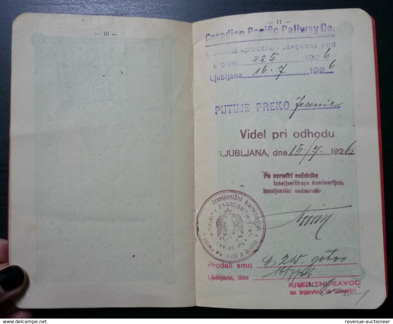 Yugoslavia c1926 Slovenia Croatia Vintage Expired Passport Revenue Stamps canada germany BP1